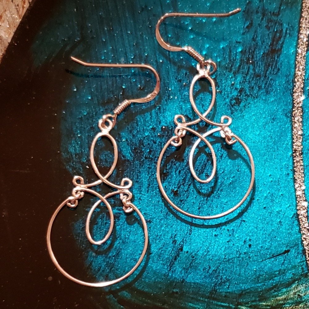 Sterling Silver Articulated Twisted Wire Earrings